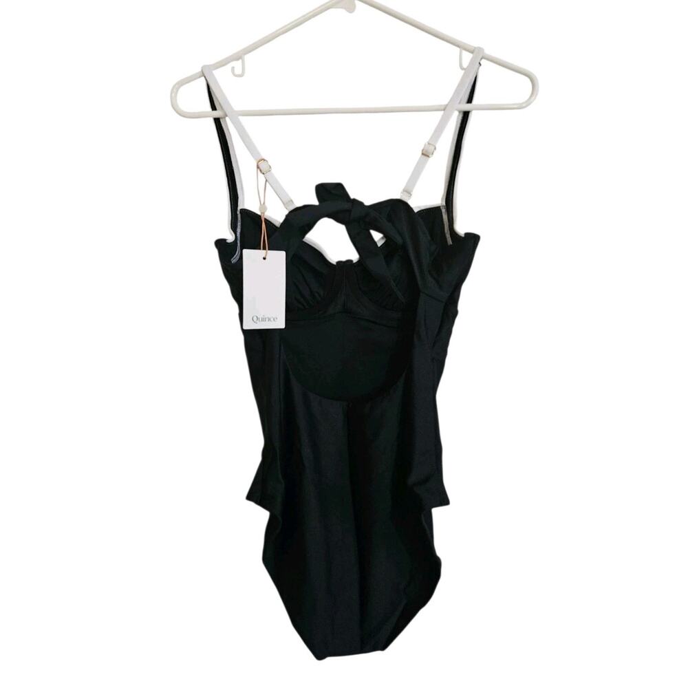 Quince Italian Underwire One-Piece Swimsuit Black White Retro Style Large - Picture 3 of 5